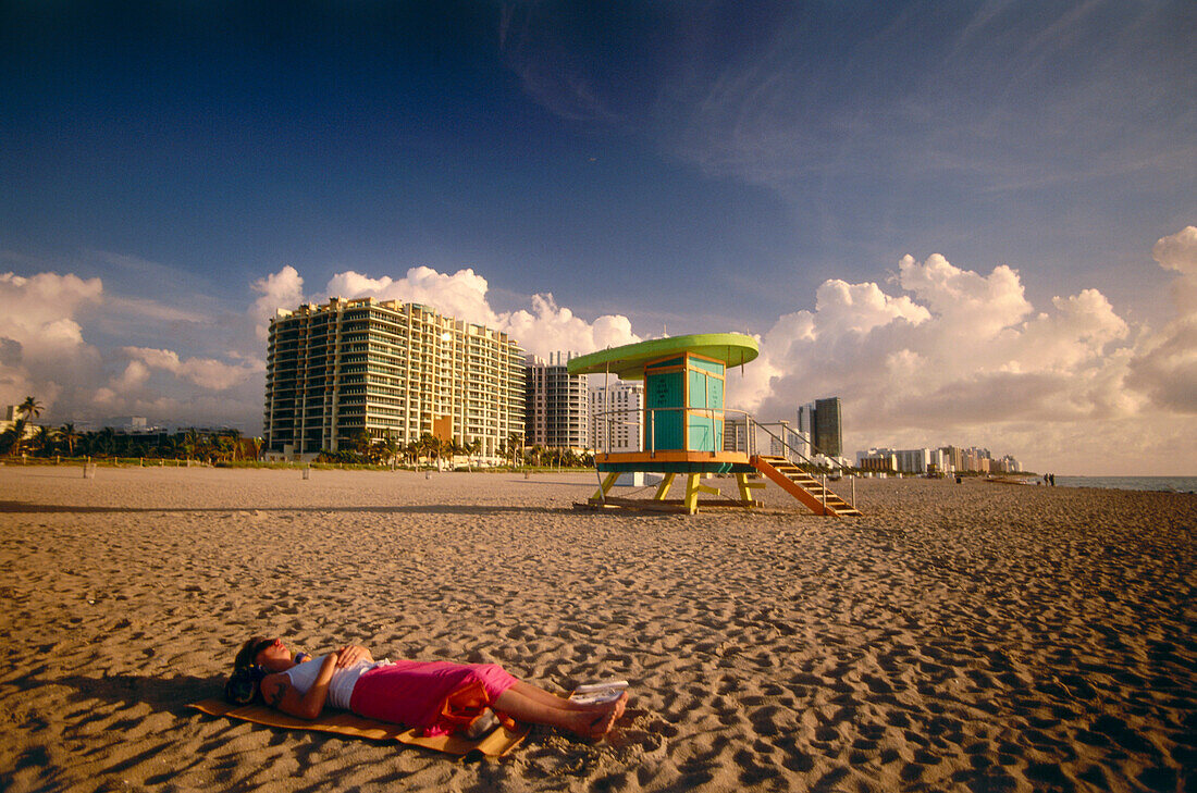 Rettungsschwimmer Häuschen, South Beach, Miami, Florida, USA