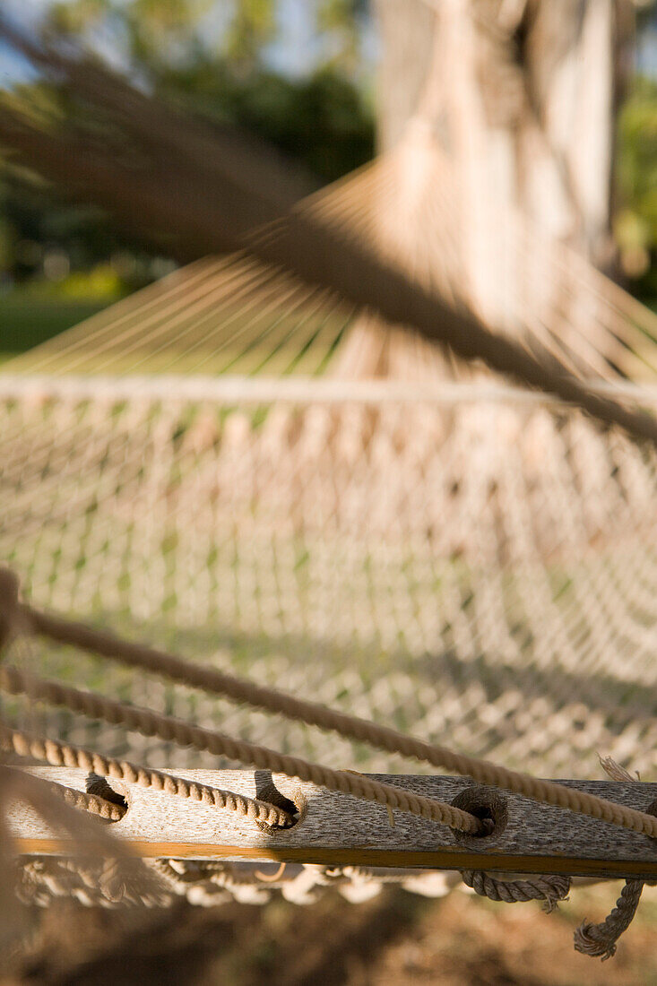 Detail of a hammock, Waimea Plantation Cottages, Waimea, Kauai, Hawaii, USA