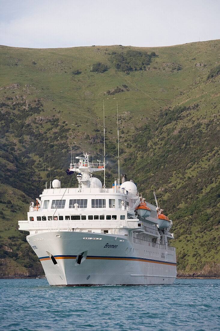 Cruise Ship MS Bremen, Near Akaroa, Banks Peninsula, South Island, New Zealand