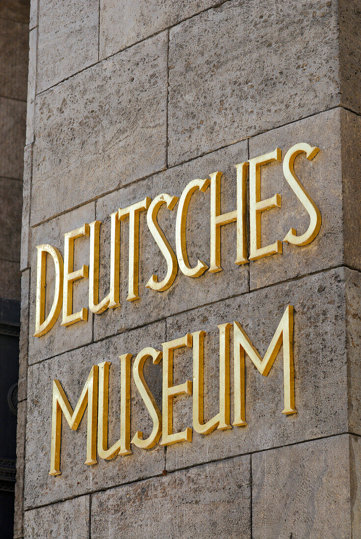 sign Deutsches Museum, German Museum, Munich, Upper Bavaria, Bavaria, Germany