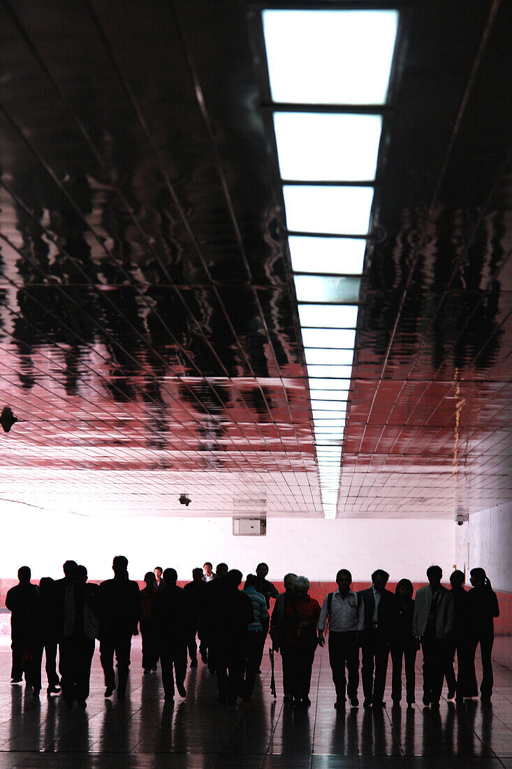 People in an underground walkway, Beijing, China