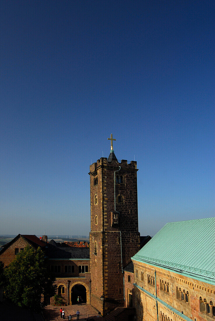 View of Wartburg palace from the western tower, Eisenach, Thuringia, Germany