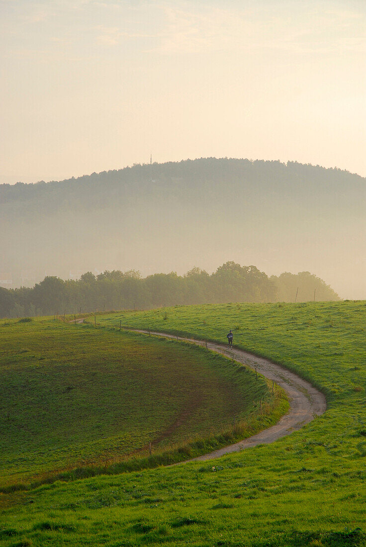 Mist over Hoerselberge, Thuringia, Germany