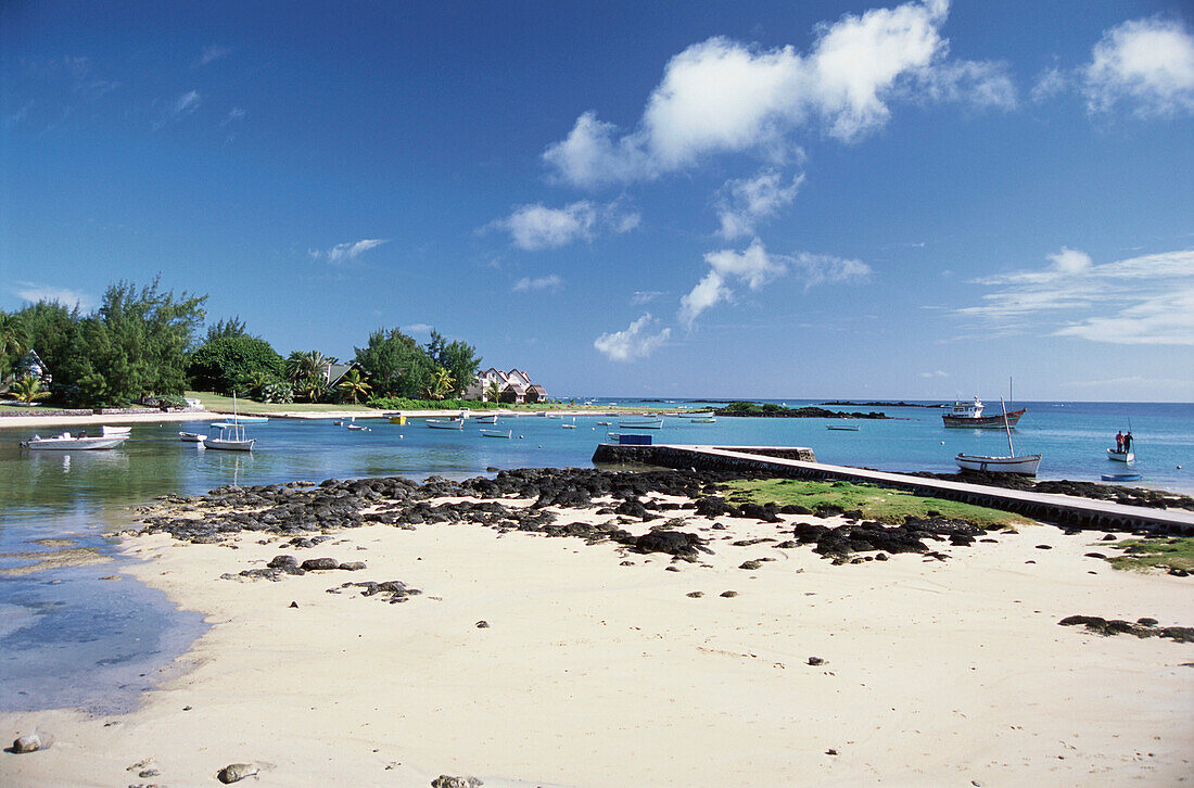 The harbour and beach at Cap Malheureux, Holiday, Mauritius, Africa