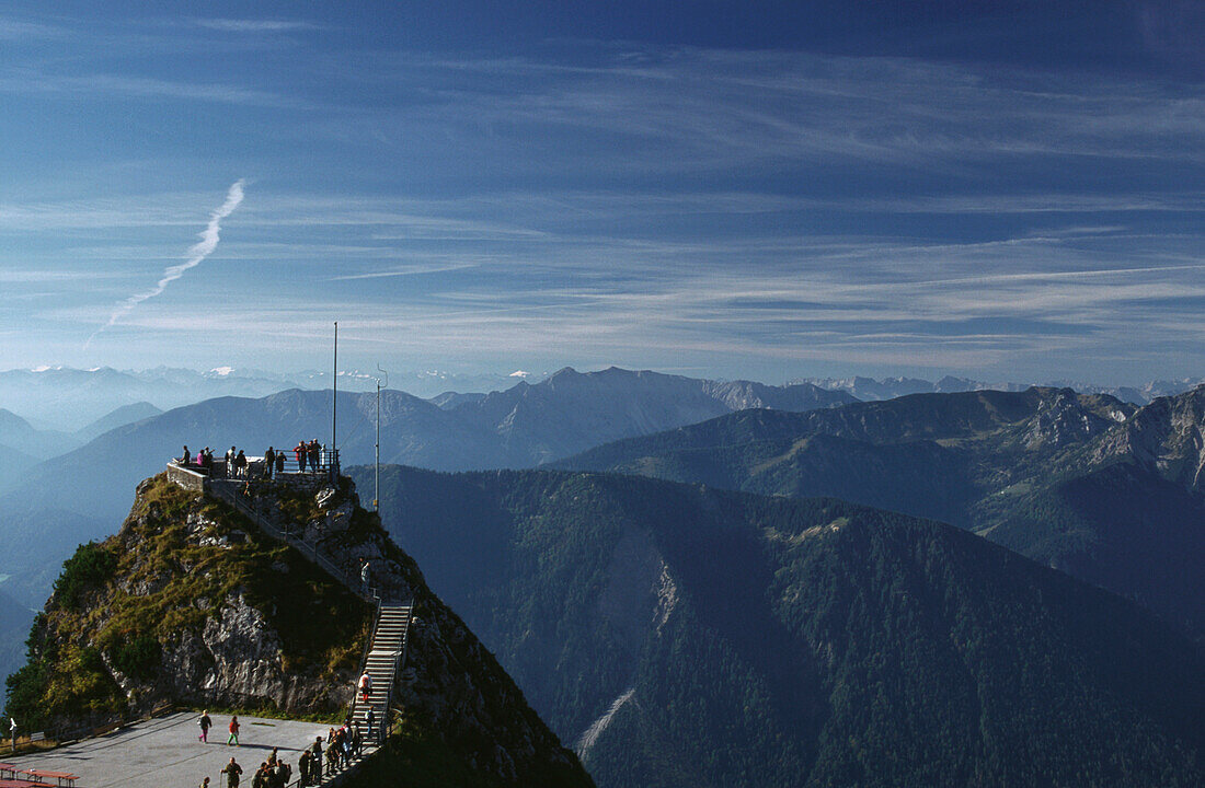 Panoramic view from mount Wendelstein, Bavarian Alps, Upper Bavaria, Bavaria, Germany