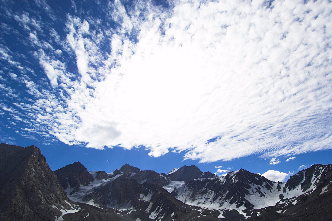 Mountains with a cloudy sky, View of Cerro Marmolejo, 6085 m, Chile