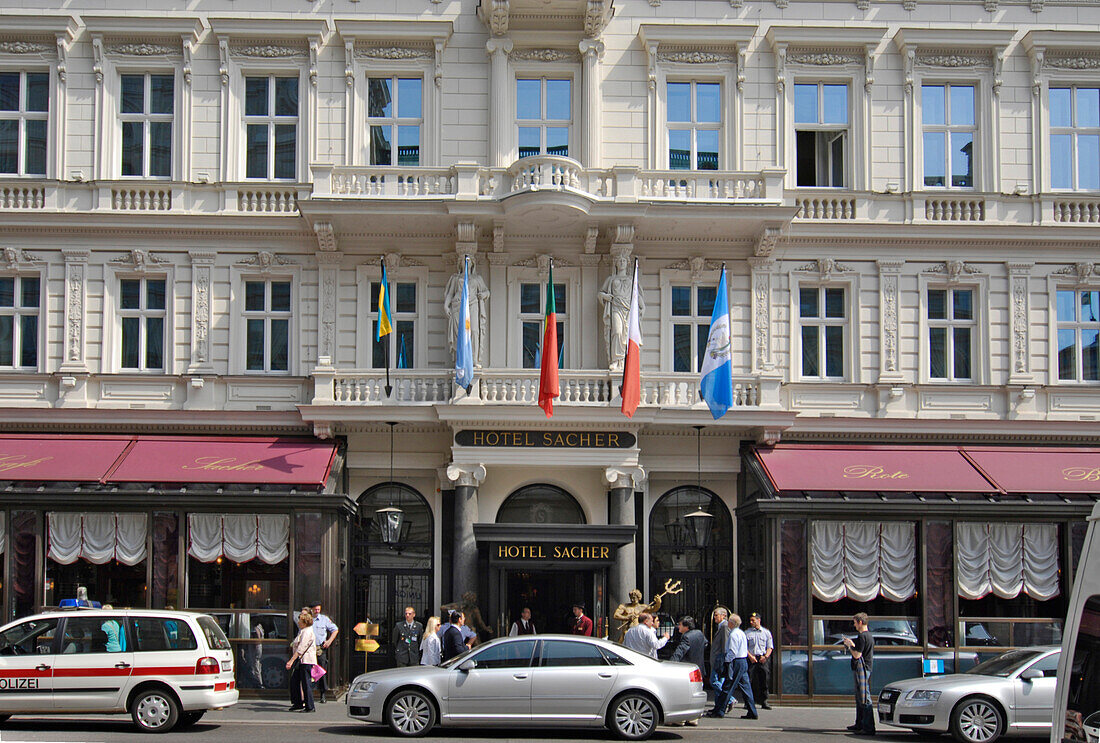 View of the Sacher Hotel, Vienna, Austia