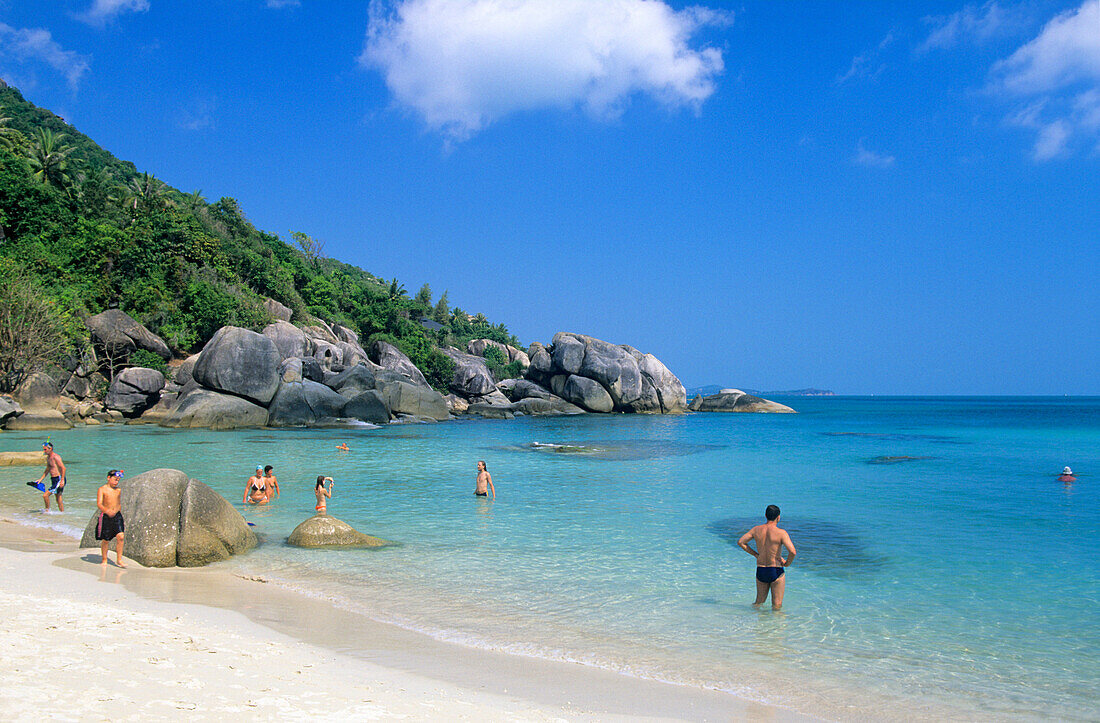 Silver Beach (Ao Thong Takhian) is north of Lamai on the east coast of Koh Samui, Thailand