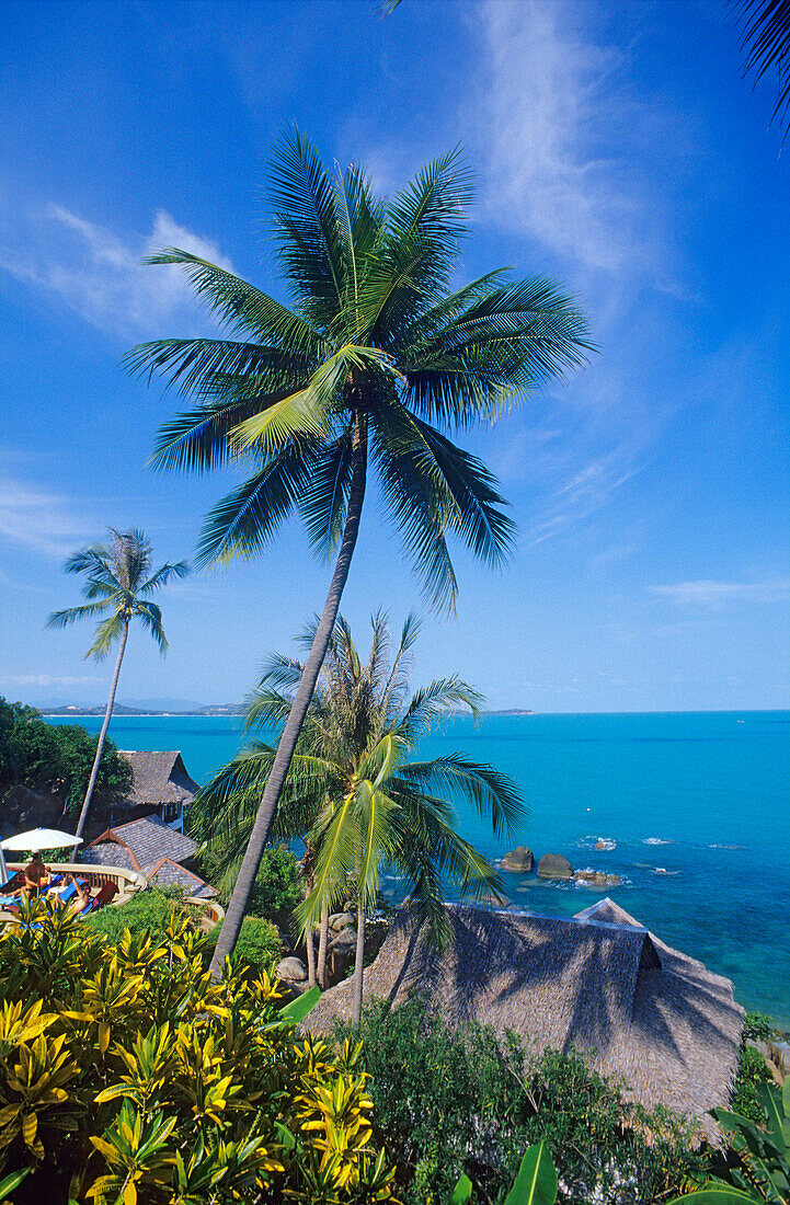 View over the roofs of Coral Cove Chalet Hotel. It is situated between Lamai and Chaweng on the east coast of Koh Samui, Thailand