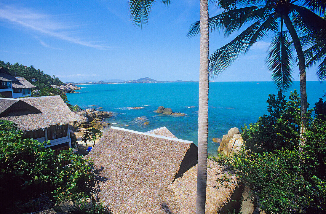 View over the roofs of Coral Cove Chalet Hotel. It is situated between Lamai and Chaweng on the east coast of Koh Samui, Thailand