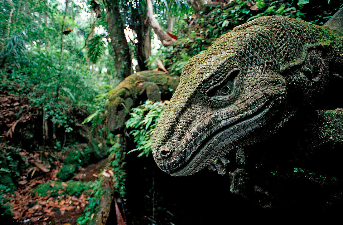 Stone dragon in Hindu Temple Monkey Forest , Bali, Ubud, Indonesia