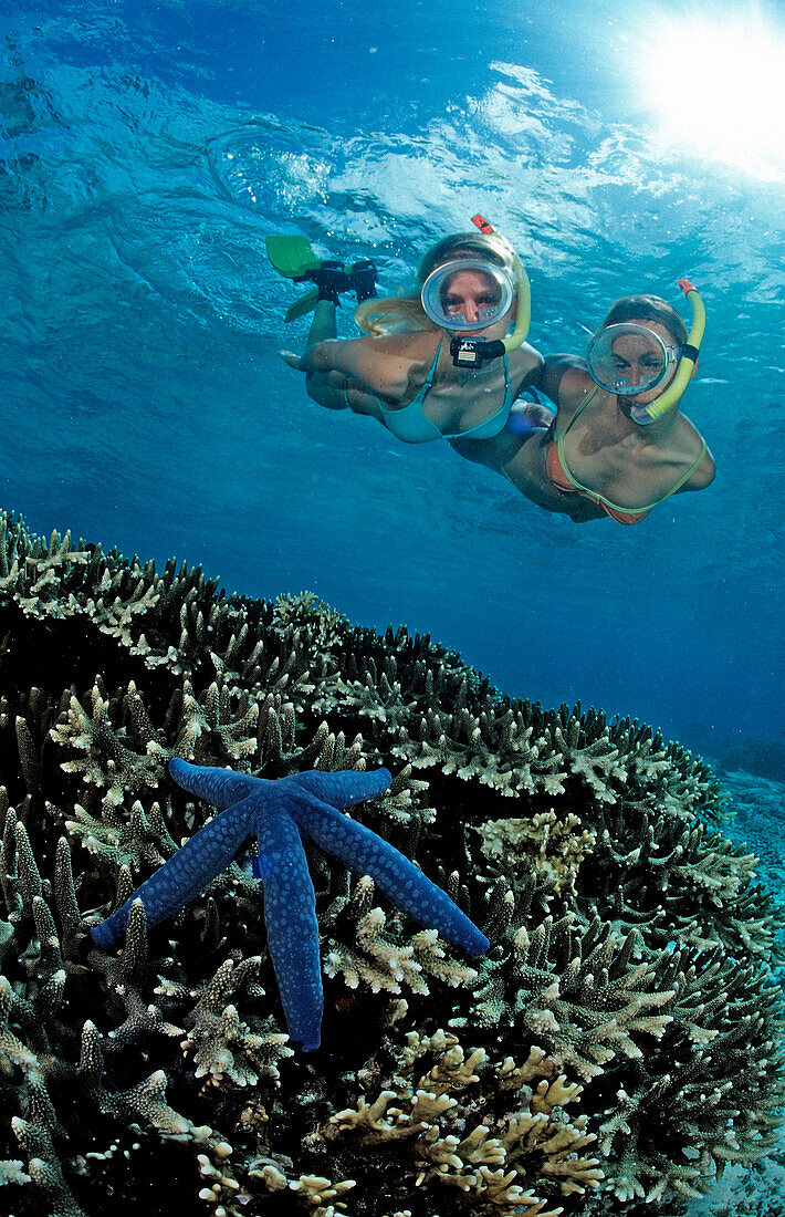 Two snorkeling girls, Bali, Indian Ocean, Indonesia