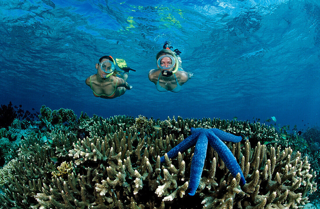 Two snorkeling girls, Bali, Indian Ocean, Indonesia