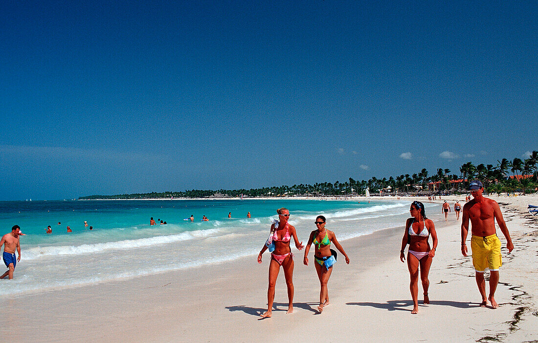 Tourists on the beach, Punta Cana, Caribbean, Dominican Republic