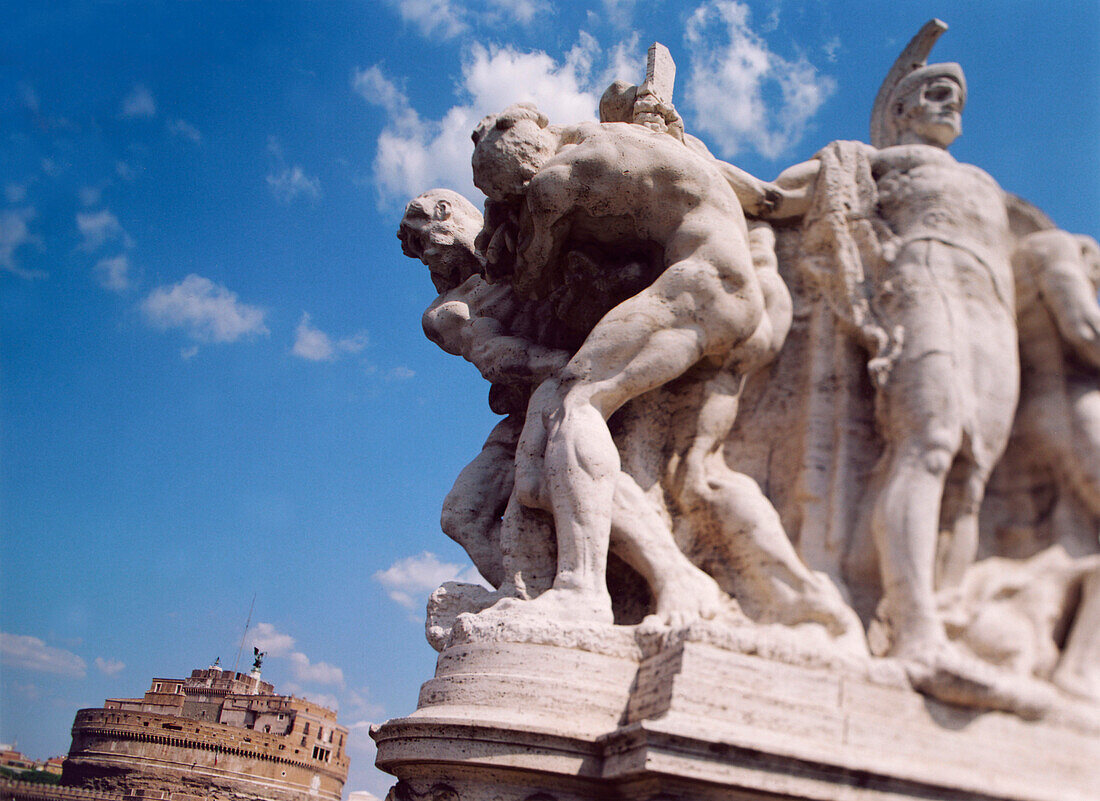 Castel Sant Angelo, Mausoleum of Hadrian with sculptures on a bridge, Rome, Italy