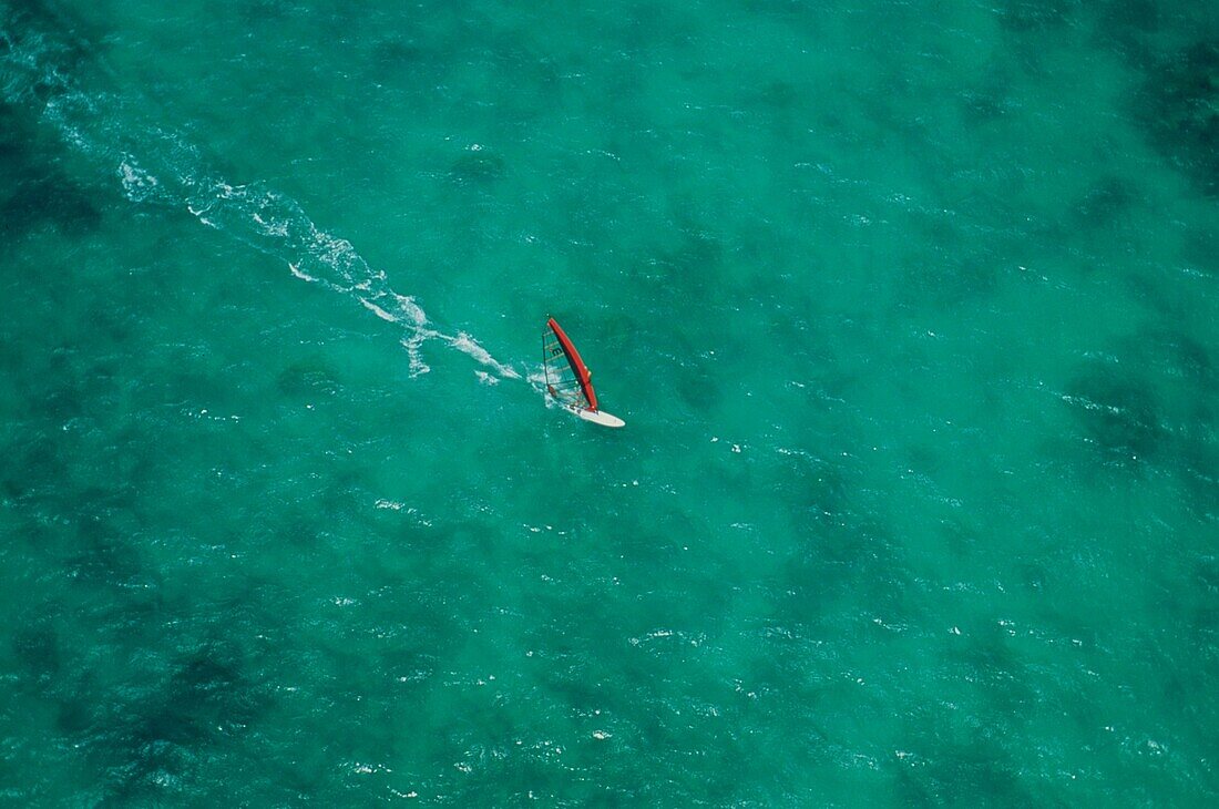 Windsurfer near Kailua Beach, Hawaii, USA