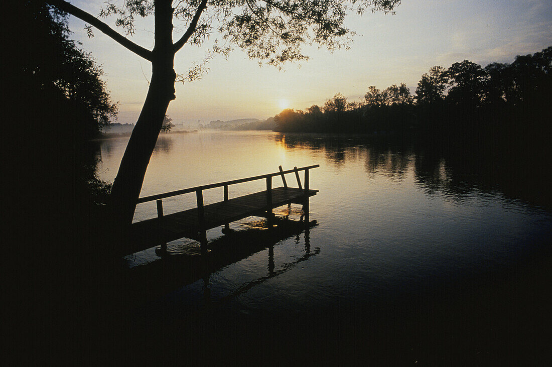 Jetty, Alz near Seebruck, Chiemsee Lake, Bavaria, Germany