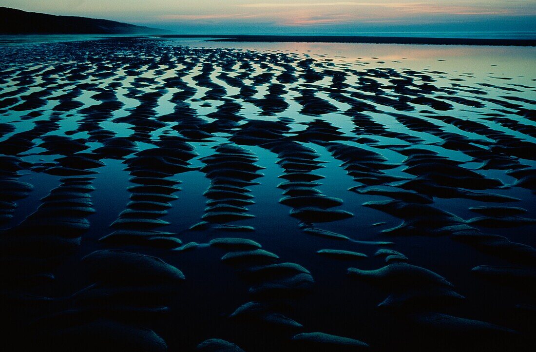 Strand bei Ebbe am Abend, Costa de Donana, Andalusien, Spanien, Europa