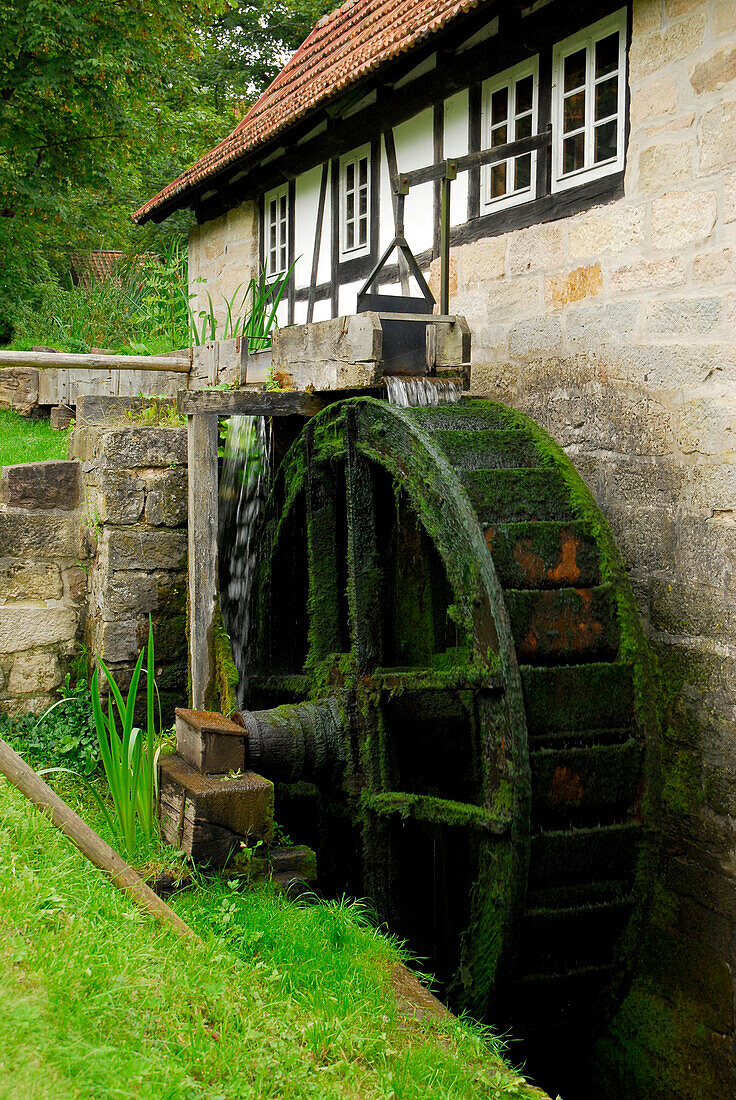 water mill in Hennebergischen Museum in Veßra, Thuringia, Germany