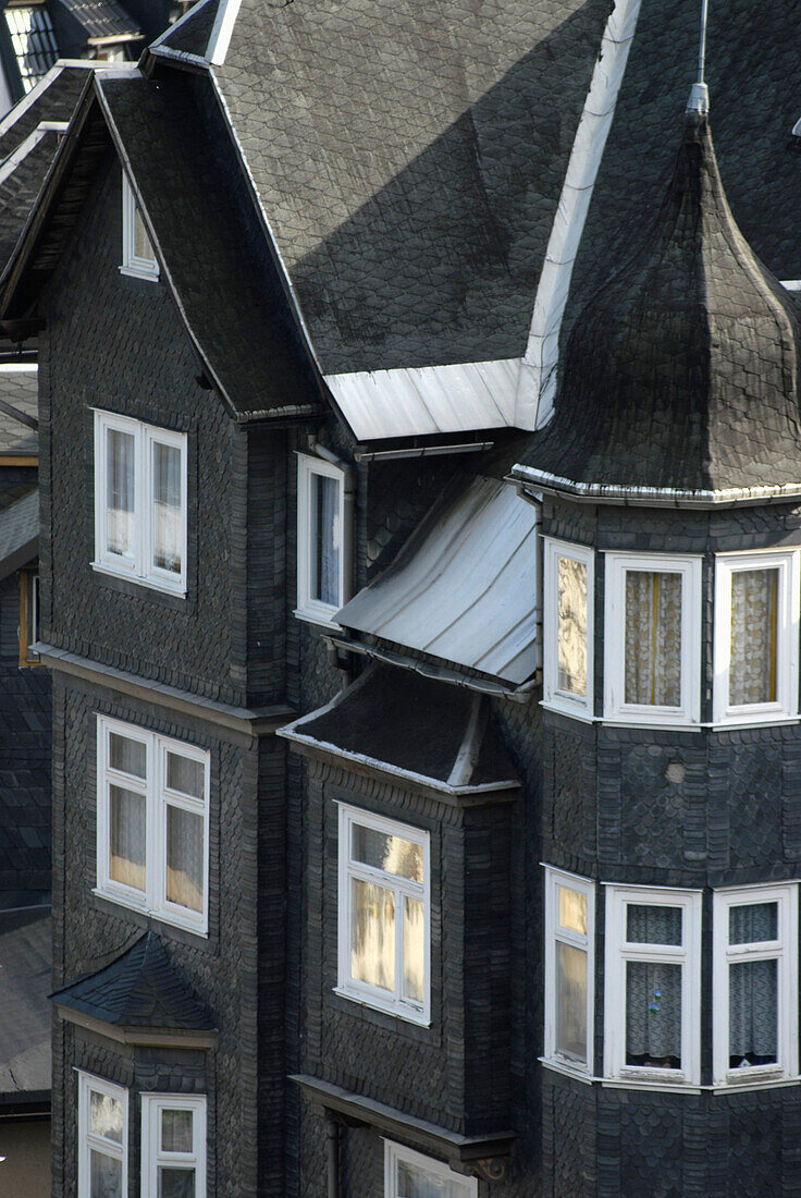 Houses covered with slate, Lauscha, Thuringia, Germany