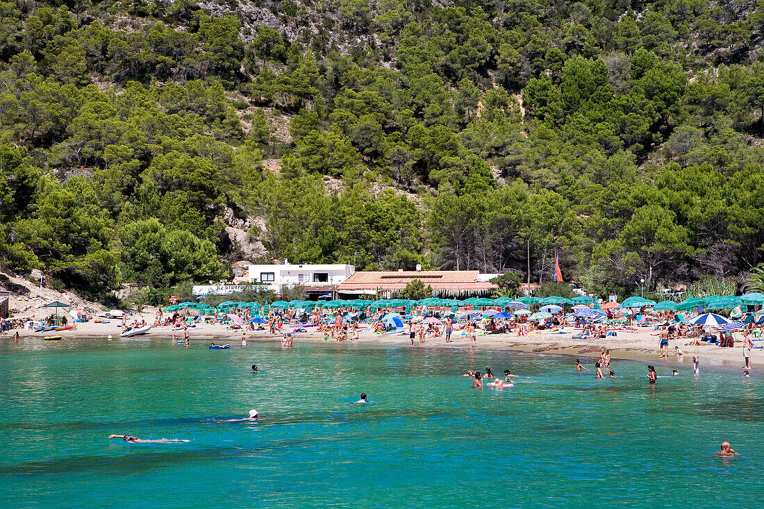 Cala Benirras, Ibiza, Balearen, Spanien