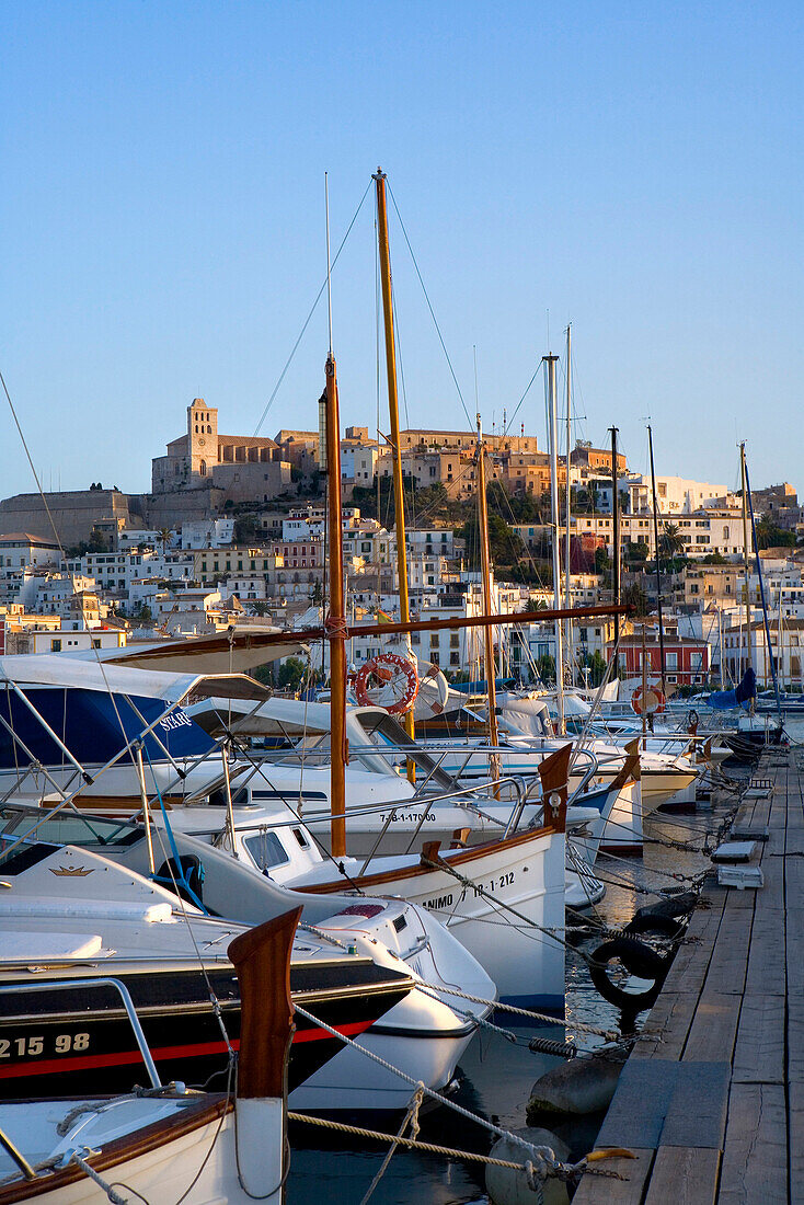 Harbour, Dalt Vila, Old Town, Eivissa, Ibiza, Balearic Islands, Spain