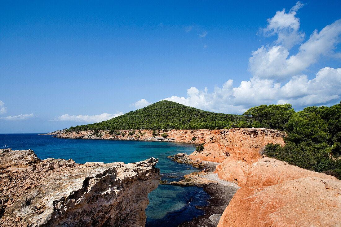 Cliff at Sa Caleta Bay, Ibiza, Balearic Islands, Spain
