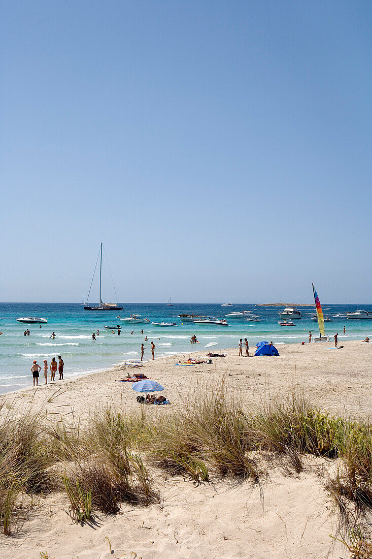 Strand und Dünen, S Espalmador, Formentera, Balearen, Spanien