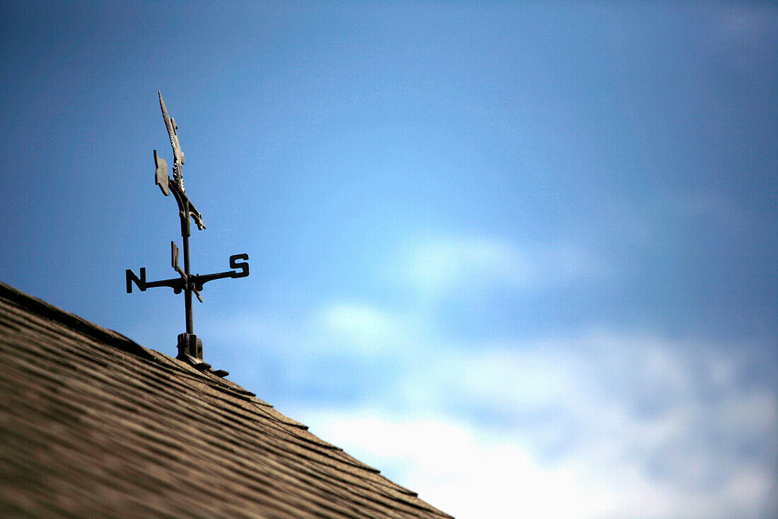 Weathervane on a roof, Nauset Bay, Orleans, Cape Cod, Massachusetts, United States (USA)