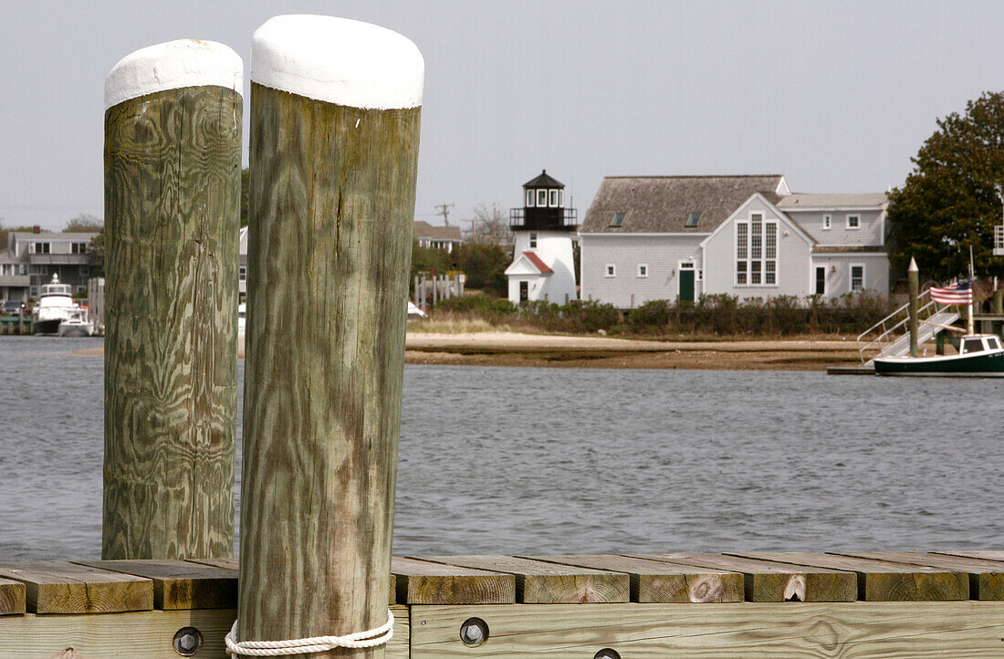 View of a pier at Hyannis Port harbor, Cape Cod, Massachusetts, USA