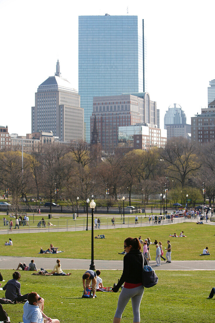 People resting on Boston Common, Boston, Massachusetts, USA