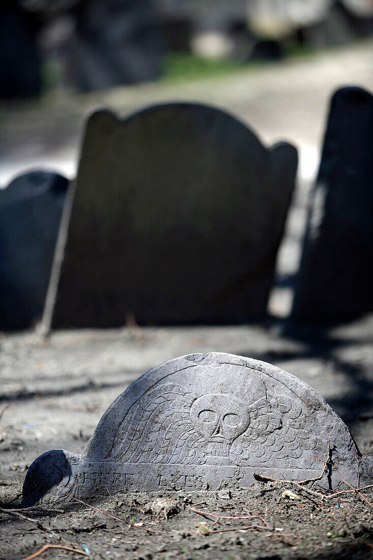 Gravestones in Old Granary Burying Ground, Boston, Massachusetts, USA