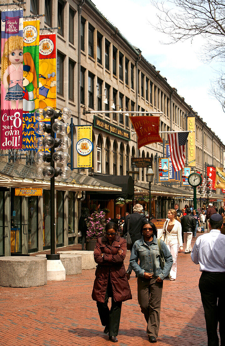 People shopping at Quincy Market, Boston, Massachusetts, USA