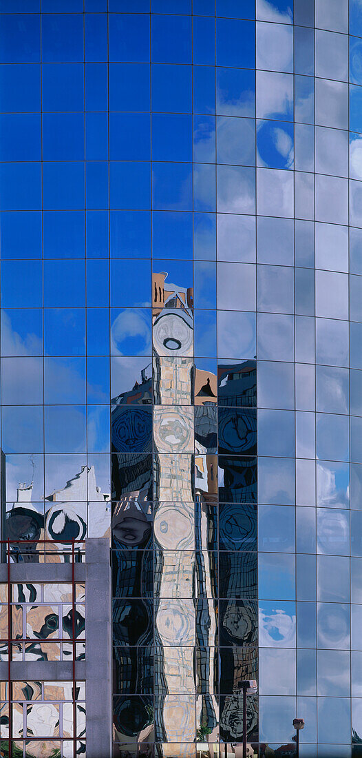 Reflection of the Amoreiras Shopping Centre, Lisbon, Portugal, Europe