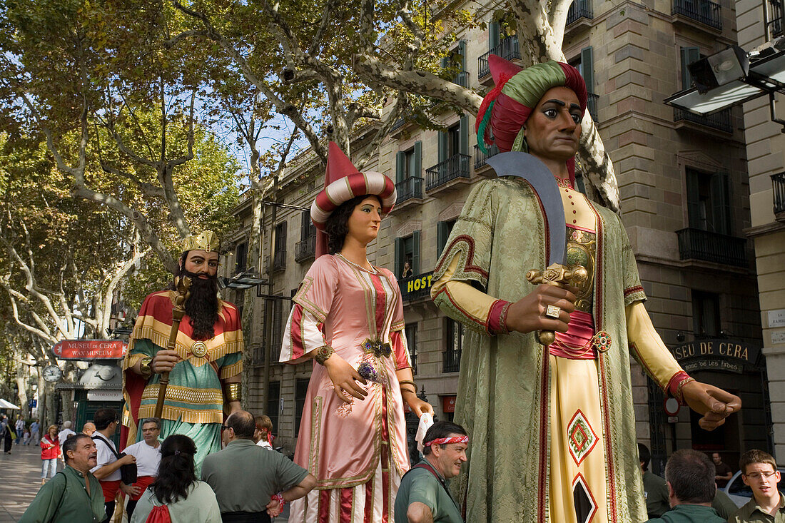 giants parade, Festa de la Merce, city festival, September, La Rambla, Ciutat Vella, Barcelona, Spain