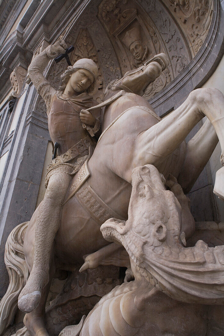 sculpture of Sant Jordi, Palau de la Generalitat, Barri Gotic, Ciutat Vella, Barcelona, Spain