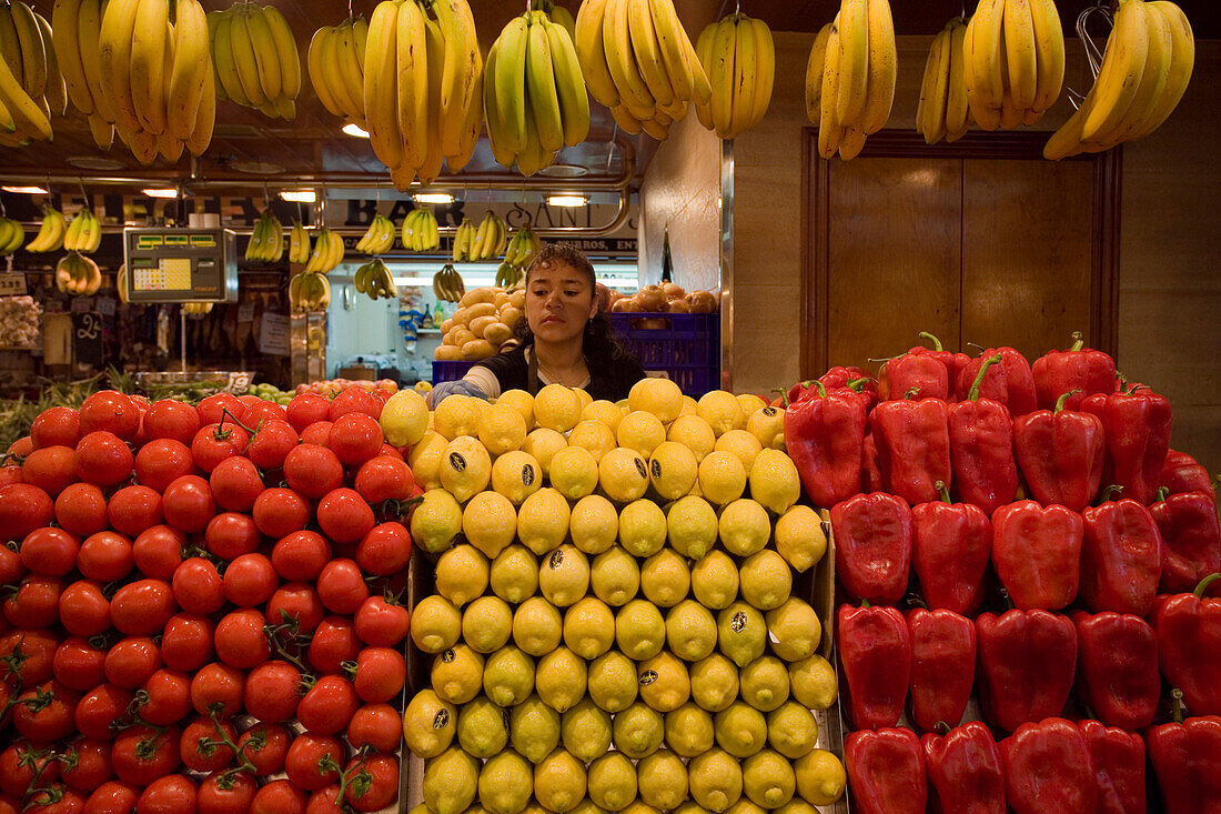 Mercat de la Boqueria, market  hall, La Rambla, Les Rambles, Ciutat Vella, Barcelona, Spain