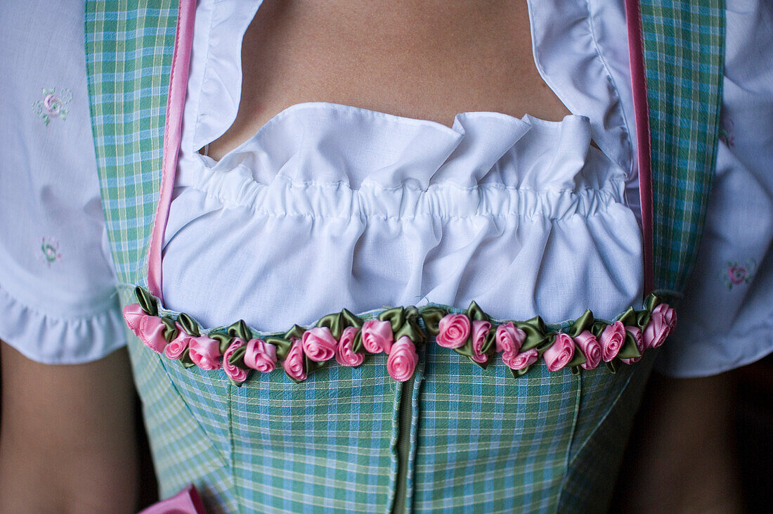 Young woman wearing a dirndl, Munich, Upper Bavaria, Bavaria, Germany