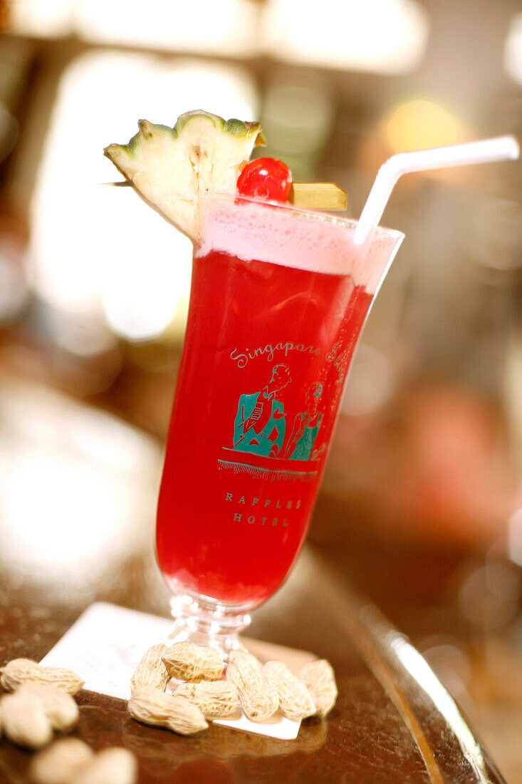 Singapore Sling Cocktail, The Long Bar, Raffles Hotel, Singapore