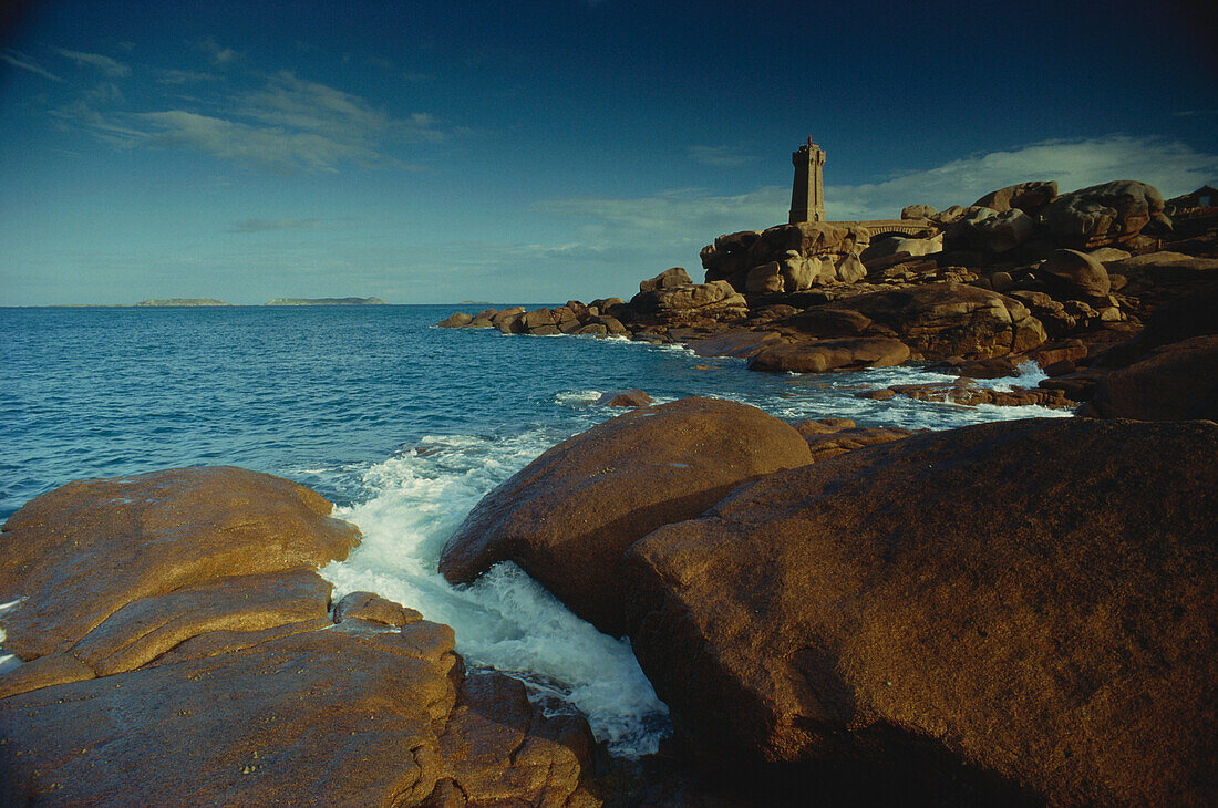 Leuchtturm, Côte de Granit Rose, Ploumanach, Bretagne, Frankreich