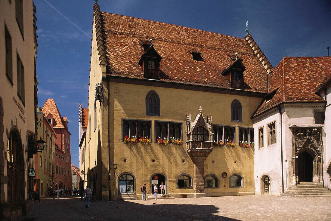 Mittelalterliches Rathaus im gotischen Baustil, Regensburg, Oberpfalz, Bayern, Deutschland