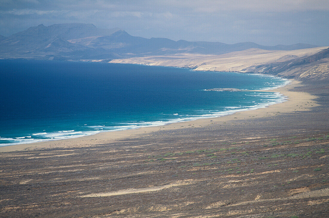 Der endlose, unberührte Sandstrand Playa de Barlovento, Jandía Halbinsel, Fuerteventura, Islas Canarias, Kanarische Inseln, Spanien