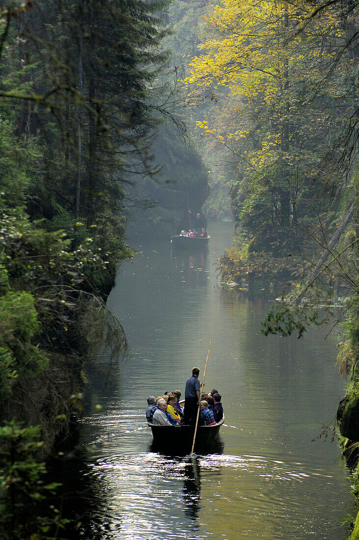 Kamenice-Canyon with boat, Bohemian Switzerland, Czech Republic