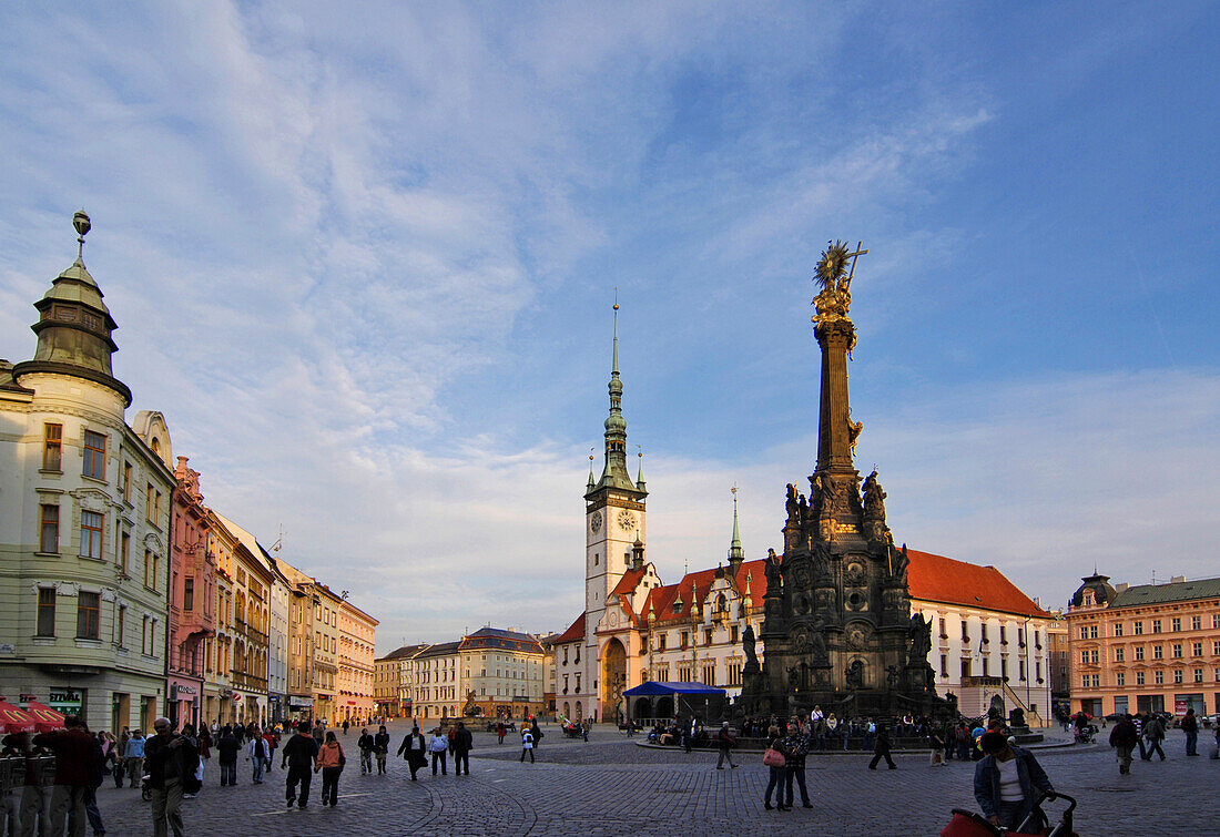 Trinitycolumn with town hall, Olmütz, Olomouc, Czech Republic