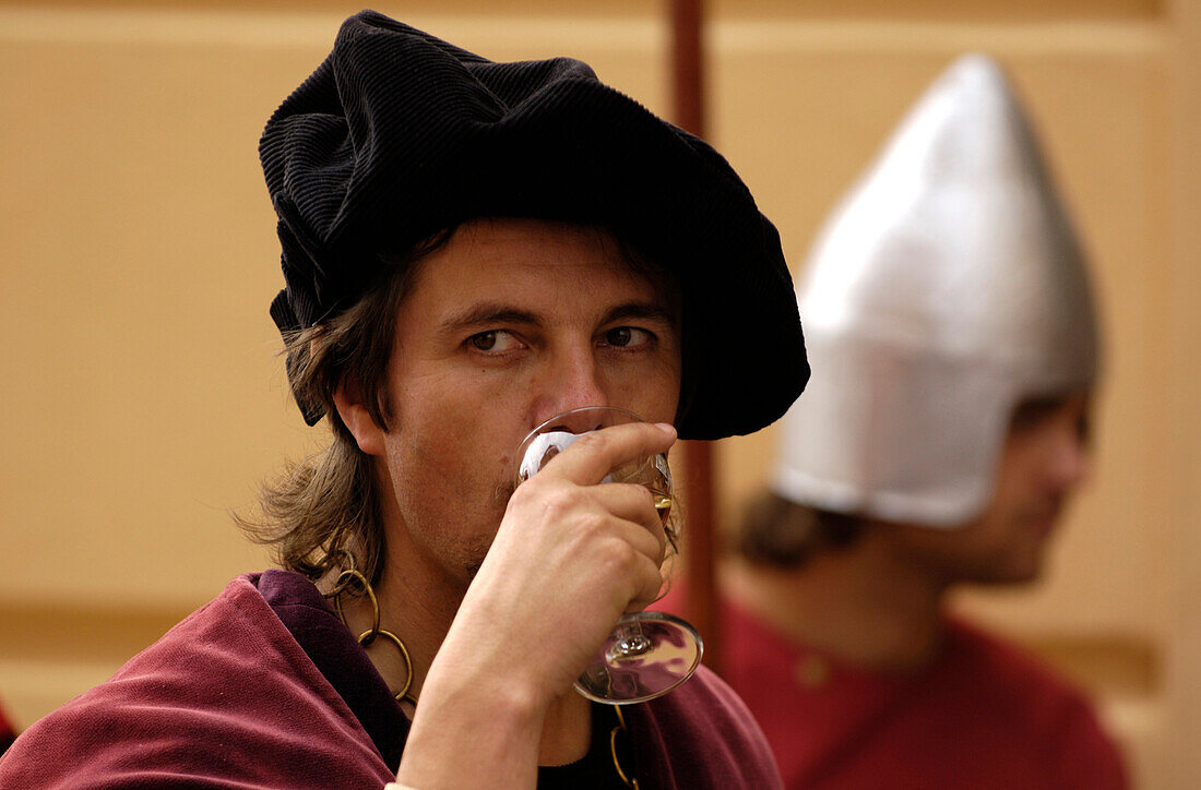 Man testing wine quality, traditional wine celebration, Znomjo, Czech Republic