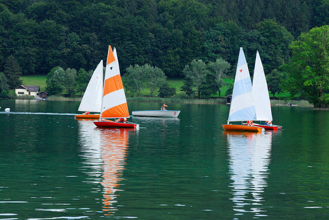 Sailing boats on lake Mattsee, Salzburg, Austria