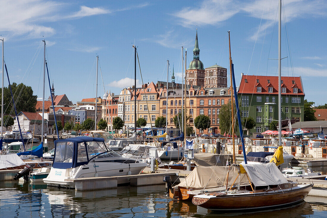 Boats in marina, Stralsund, Mecklenburg-Western Pomerania, Germany