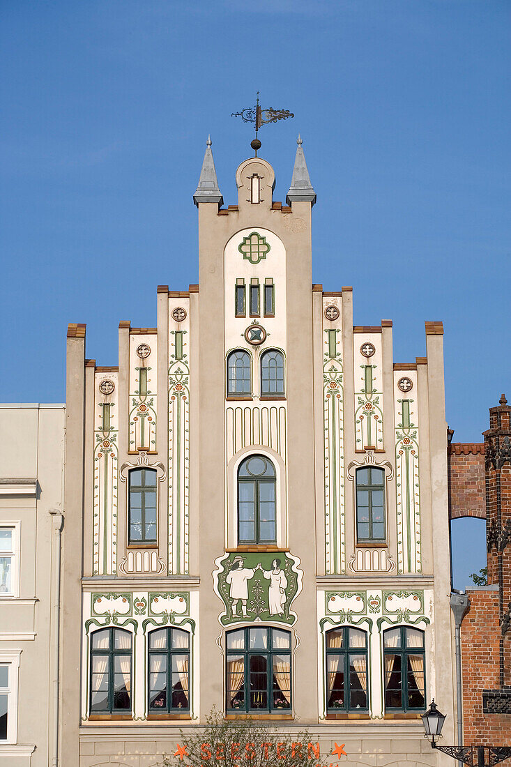 Traditional House at Market Square, Wismar, Baltic Sea, Mecklenburg-Western Pomerania, Germany