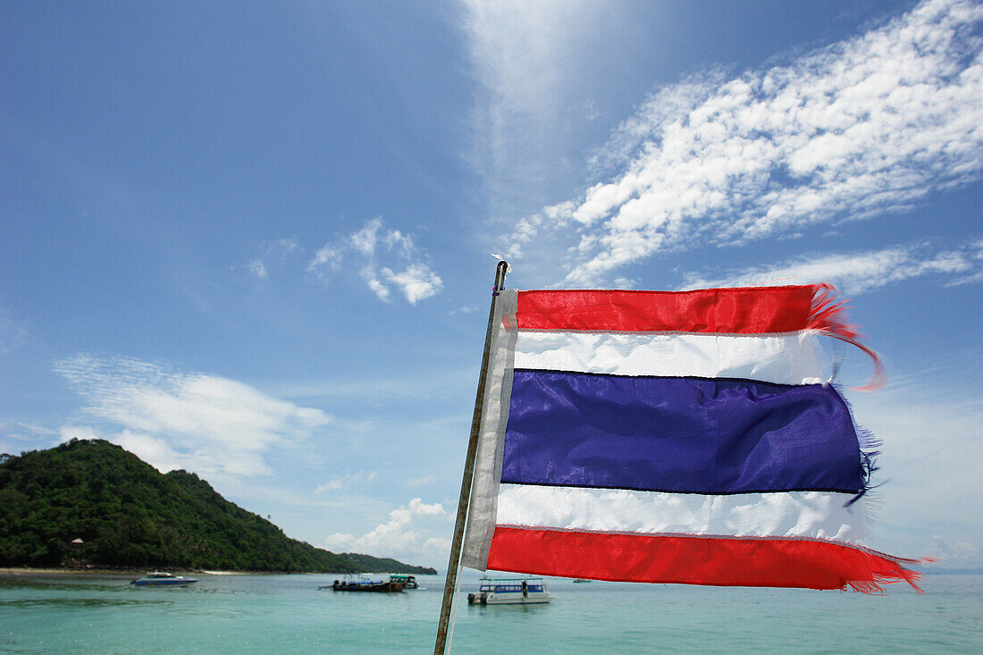 Flag at Phi Phi Islands, Thailand, Asia