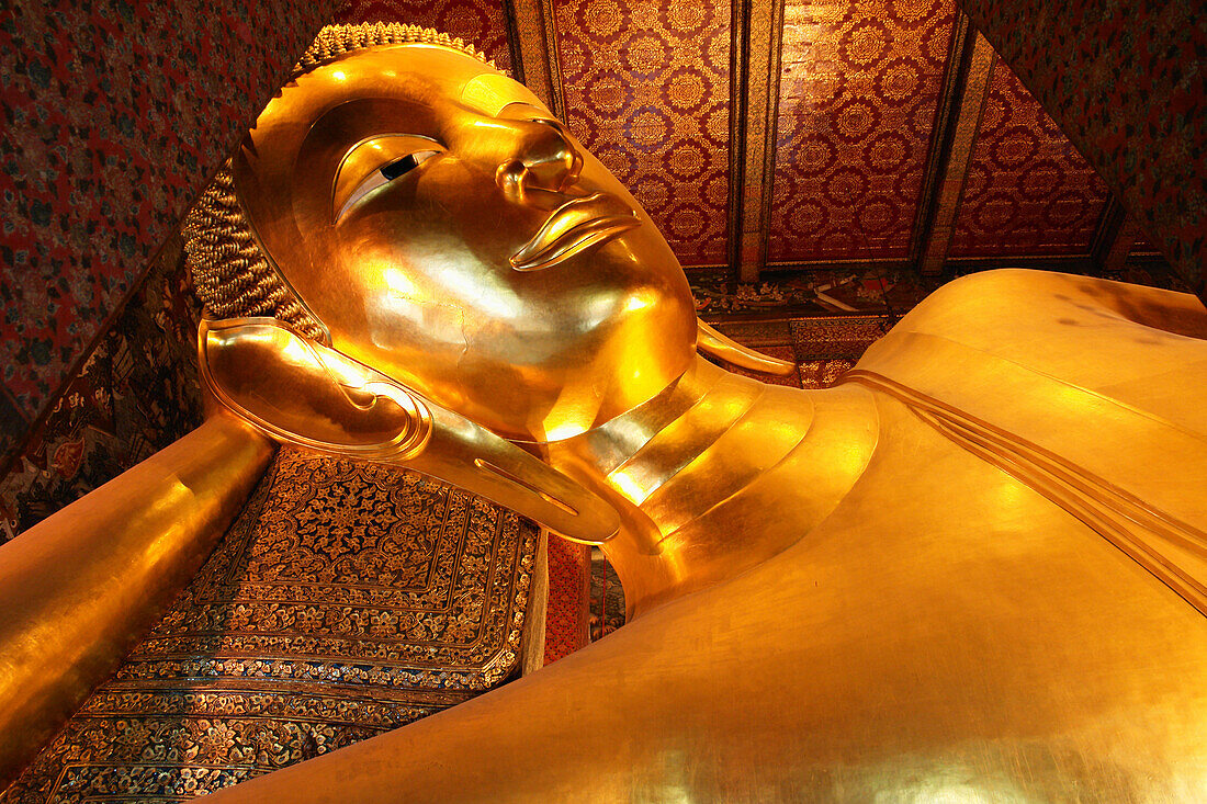 Der liegende Buddha, Pranon Wat Pho, Tempel des liegenden Buddha, Bangkok, Thailand, Asien